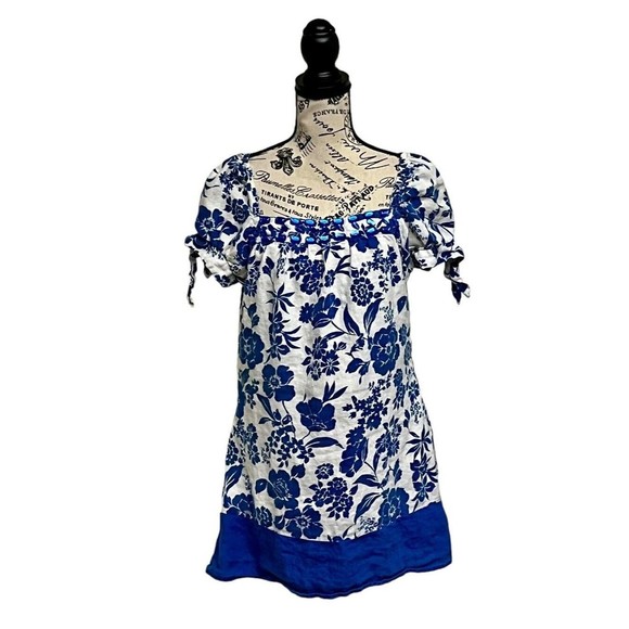 Alexandra Bartlett Dresses & Skirts - alexandra bartlett Linen Womens Floral Mini Sheath Dress Beach Boho Modest L